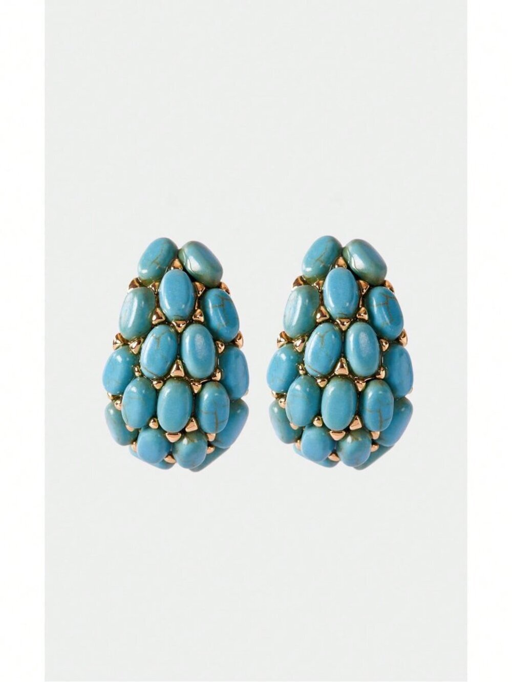 Peacock Blue Casual Women's Golden Stud Earrings